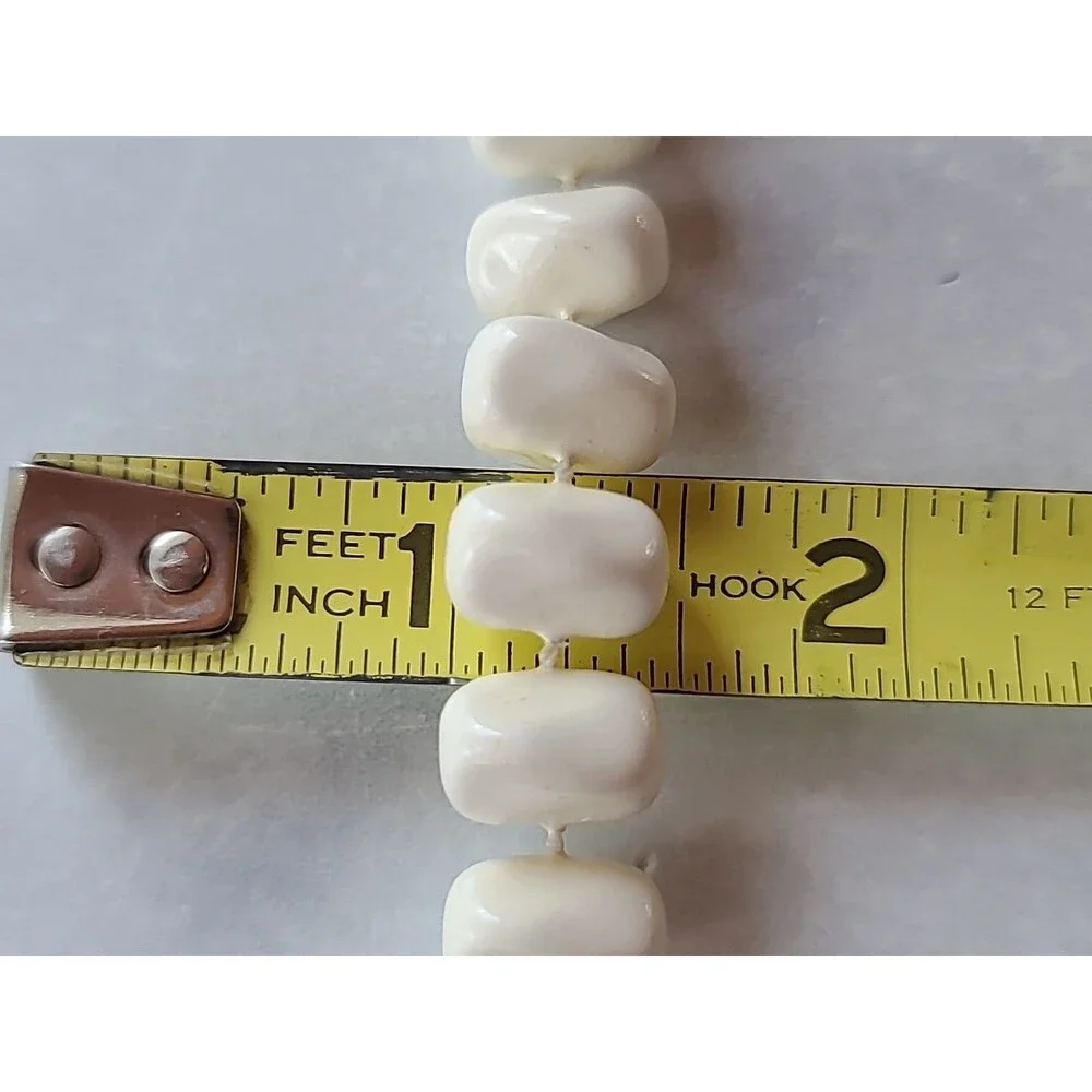 White Enamel Beaded Necklace, Vintage Costume Jewelry, READ DESCRIPTION